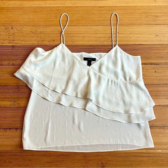 J. Crew drapey ruffle cami top blouse. Ivory, Size 2. - Picture 2 of 11
